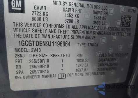 2018 Chevrolet Colorado Z71 from USA, damaged, VIN 1GCGTDEN9J1196064